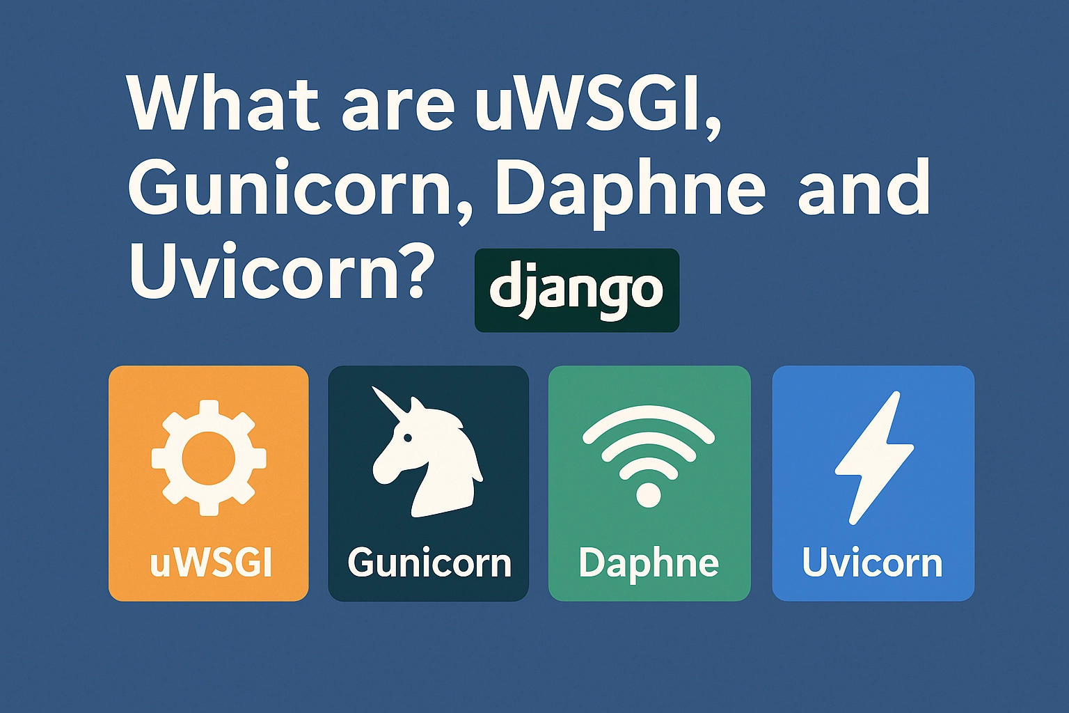 DjangoのuWSGI・Gunicorn・Daphne・Uvicornの違いを解説する記事のアイキャッチ